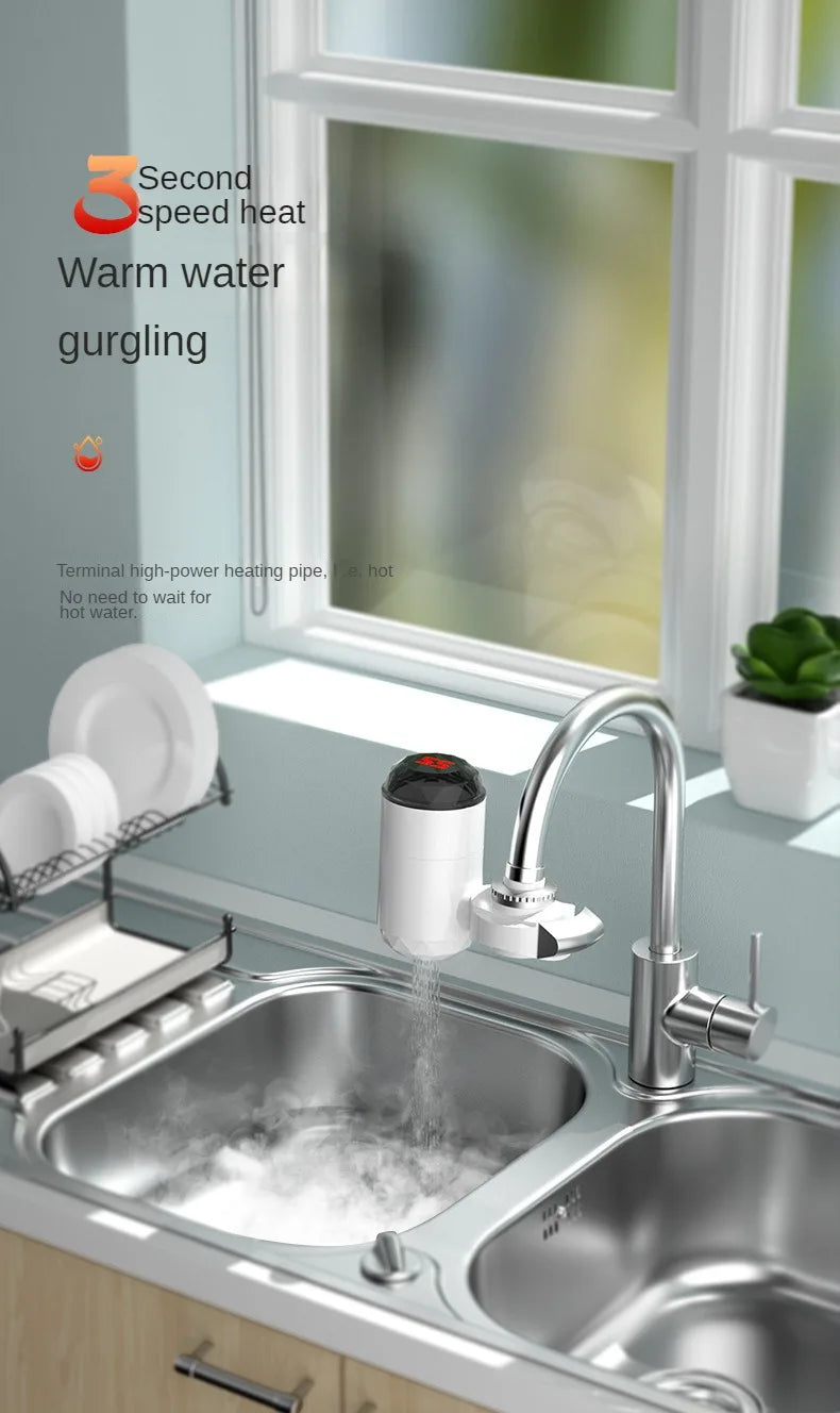 Kitchen Electric Water Heater Tap Instant Hot Water Faucet Heater Cold Heating Faucet Tankless Instantaneous Water Heater