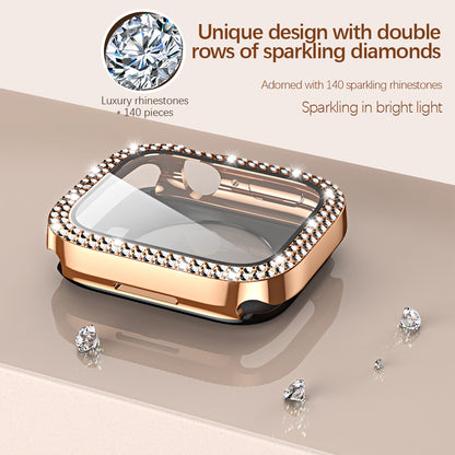 Bling Glass+Cover for Apple Watch Case 49mm 46 42 45 41 40 44mm Diamond Bumper+Screen Protector Iwatch Series 11 10 9 8 7 6 5 SE