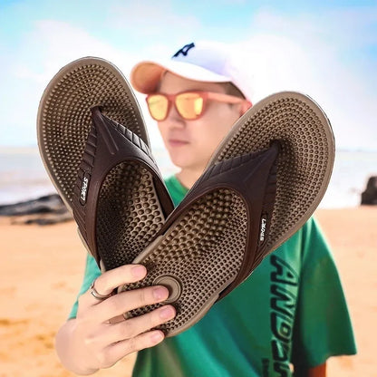 Massage Flip Flops for Men Summer Breathable Beach Shoes Sandals Men Luxury Flip Flops Breathable Plus Plus Size Men Slippers 46