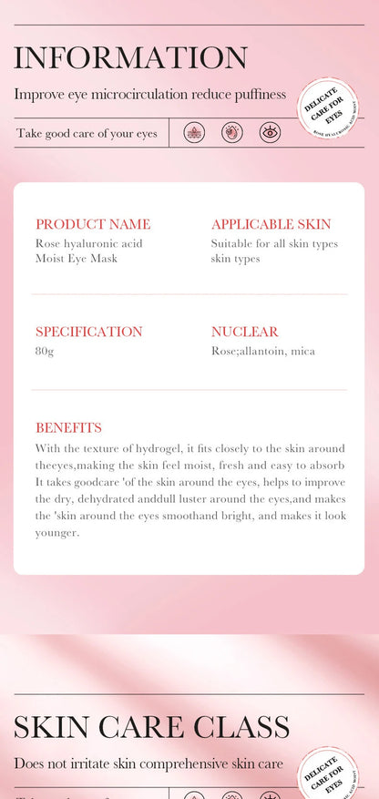 BIOAQUA Rose Hyaluronic Acid Travel Size Eye Mask Anti Wrinkle Dark Circles Eye Patches Moisturizing Firming Skin Care