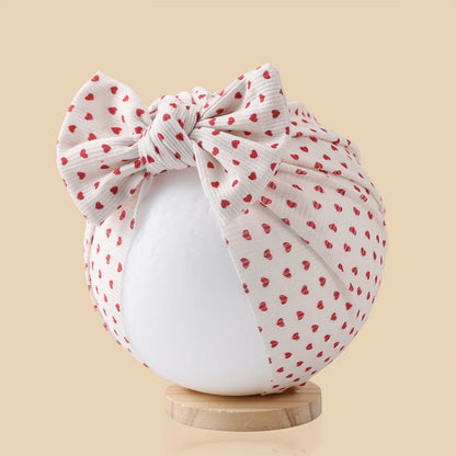 Ins Ribbed Baby Turban Hats Heart Dasiy Cherry Butterfly Bear Printed Infant Beanies Toddler Boys Girls Caps Kids Headwear
