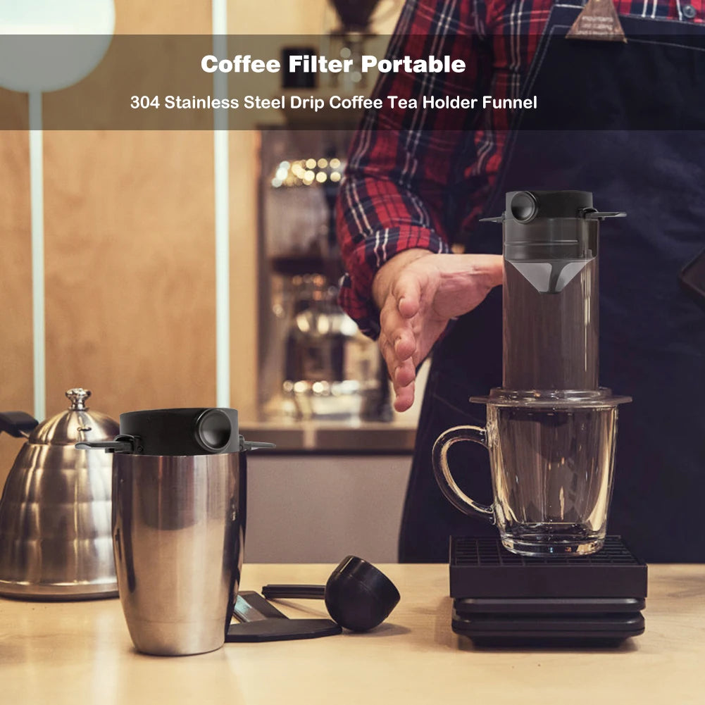 Foldable Portable Coffee Filter Coffee Maker Stainless Steel Drip Coffee Tea Holder Reusable Paperless Pour Over Coffee Dripper