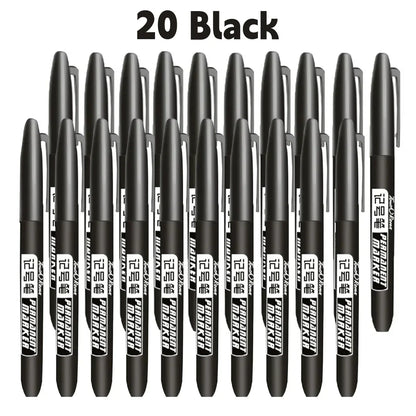6-20PCs/Set PermanentMarker Pen Fine Point Waterproof Markers Thin Nib Crude Nib Black Blue Red Ink 1.5mm Fine Color Marker Pens