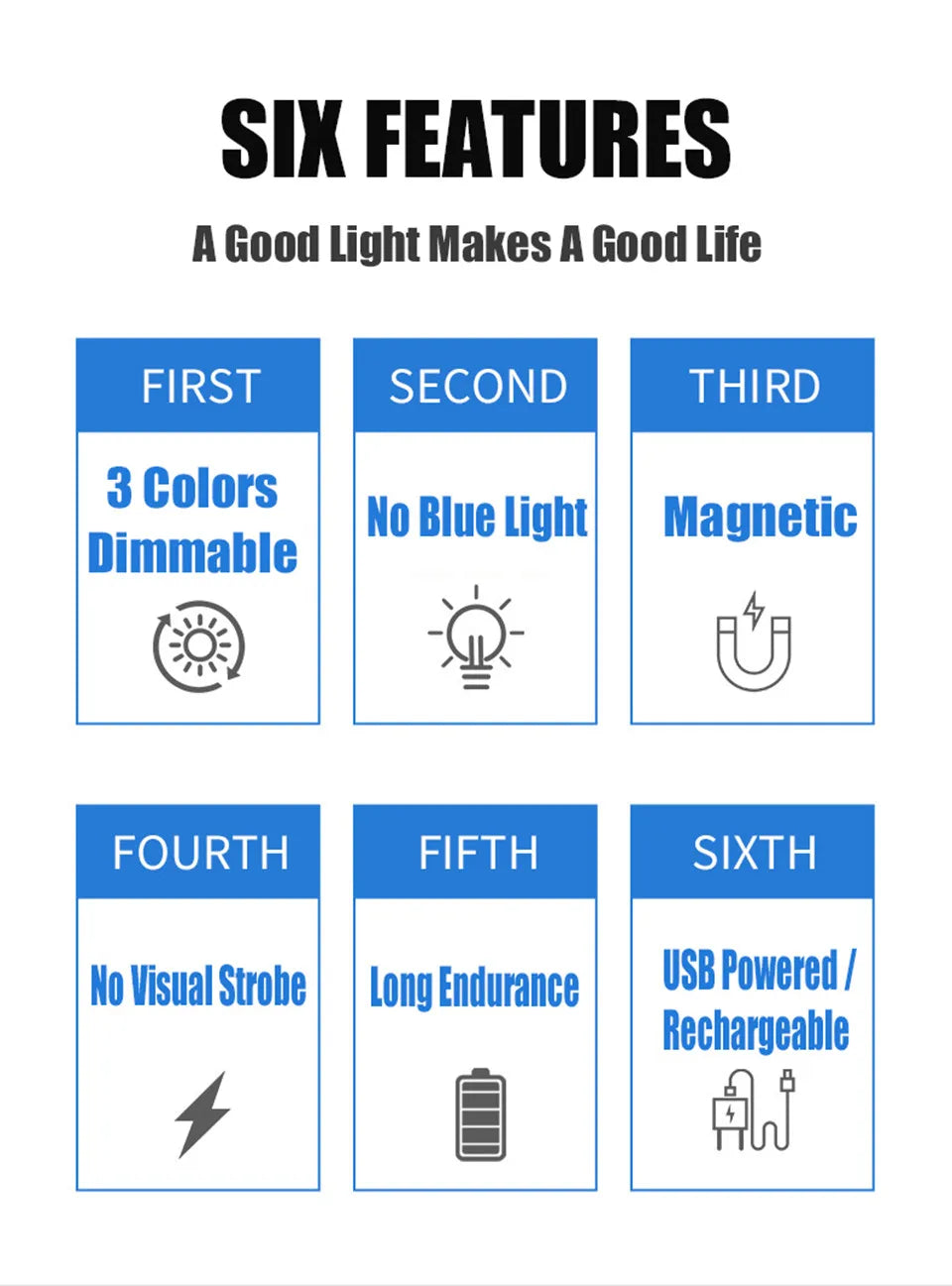 Desk Lamp 48cm Hanging Magnetic Table Lamp USB Or Rechargeable LED Reading Light Dimmable Cabinet Bedside Mirror Night Light