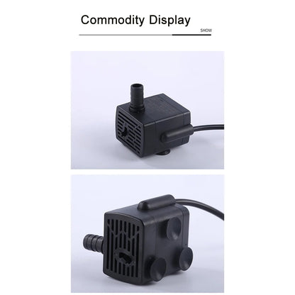 Ultra Quiet USB Aquarium Fish Tank Filtration Pump Mini Pet Fountain Submersible Adjustable Flow Water Circulation Pump 5V 5W