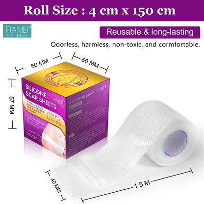 1 Roll Invisible Silicone Scar Sheets Self-Adhesive Scar Cover Tape Skin Care Strips Transparent Color