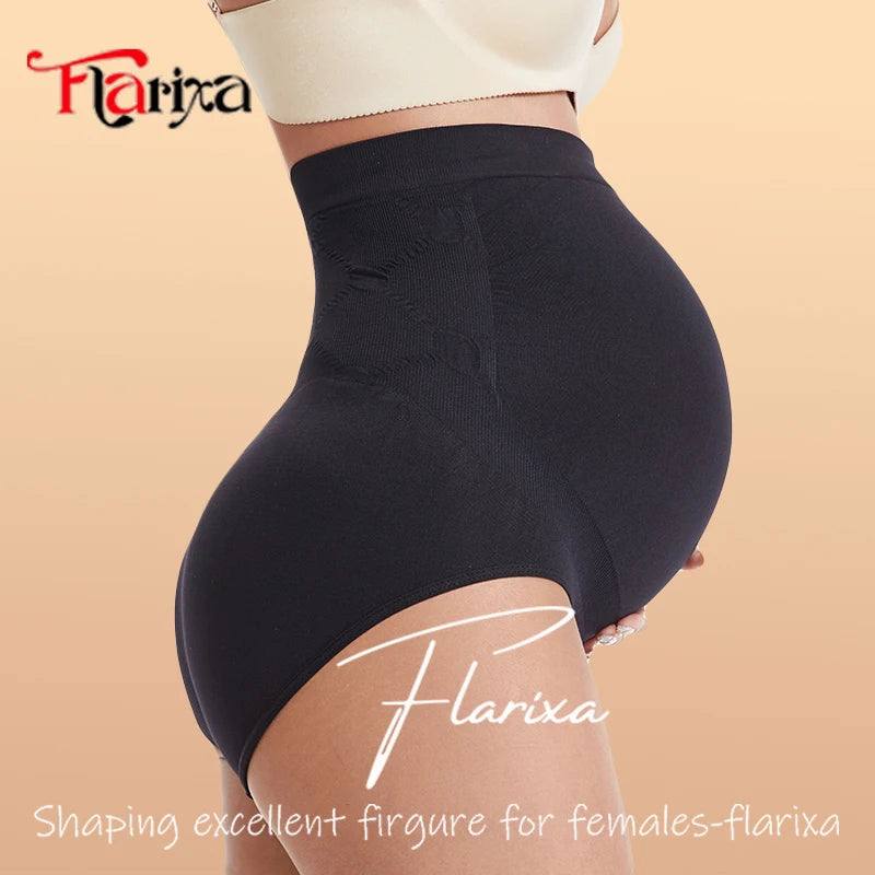 Flarixa Seamless Maternity Leggings Shorts High Waist Pregnant Women Panties Pregnancy Belly Bump Boxers Briefs High Elastic