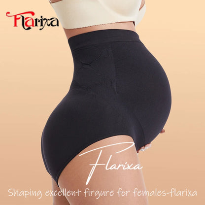 Flarixa Seamless Maternity Leggings Shorts High Waist Pregnant Women Panties Pregnancy Belly Bump Boxers Briefs High Elastic