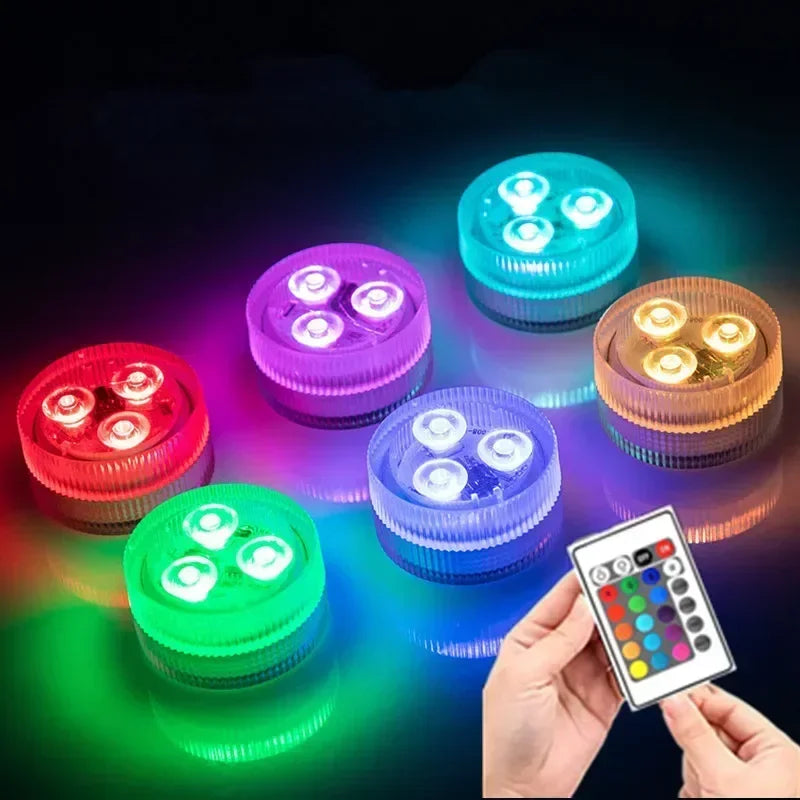 Colorful 3 LED Underwater Light With Remote Control Powered By Button Cell Waterproof Swimming Pool Party Decoration Lamp