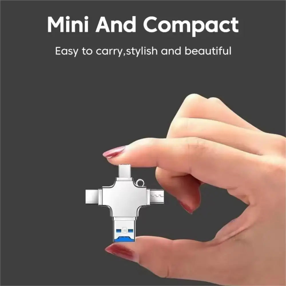 4 In 1 Multi Port Card Reader Lightning USB Type C Portable Converter Compatible With iPhone iPad Android Mac PC Camera