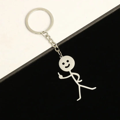 Fun Match People Keychain Creative Car Keyrings Heart To Heart Middle Finger Lovers Key Chain New Bag Pendant Couple'S Gifts