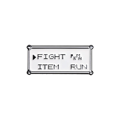 Rectangle Text Enamel Pins Custom FIGHT ITEM RUN Brooches Lapel Badges Punk Jewelry Gift for Kids Friends