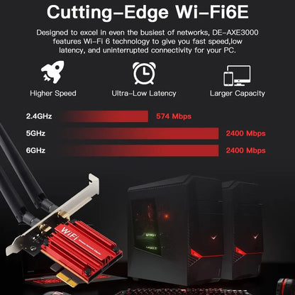 WiFi6E Intel AX210 Bluetooth 5.3 Triple Band 2.4G/5GHz/6GHz WiFi Card 802.11AX AX200 PCI Express Wireless Network Adapter PC