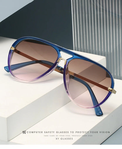 Trendy Oversized Pilot Sunglasses Women Men Vintage Retro Classic Designer Sun Glasses UV400 Protection Fashion Ladies Shades