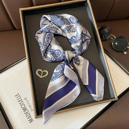 1pcs 70cm Houndstooth Printed Square Scarf For Women Silk CHRISTIAN Letters Fashionable And Versatile Headscarf Scarf Bandana
