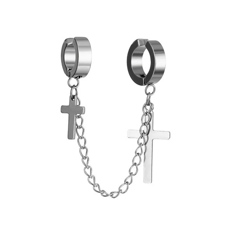 1Pcs Trendy Minimalist Stud Earrings for Teens Ear No Piercing Earrings Women Men Fake Pierced Star Pendant Earrings Jewelry