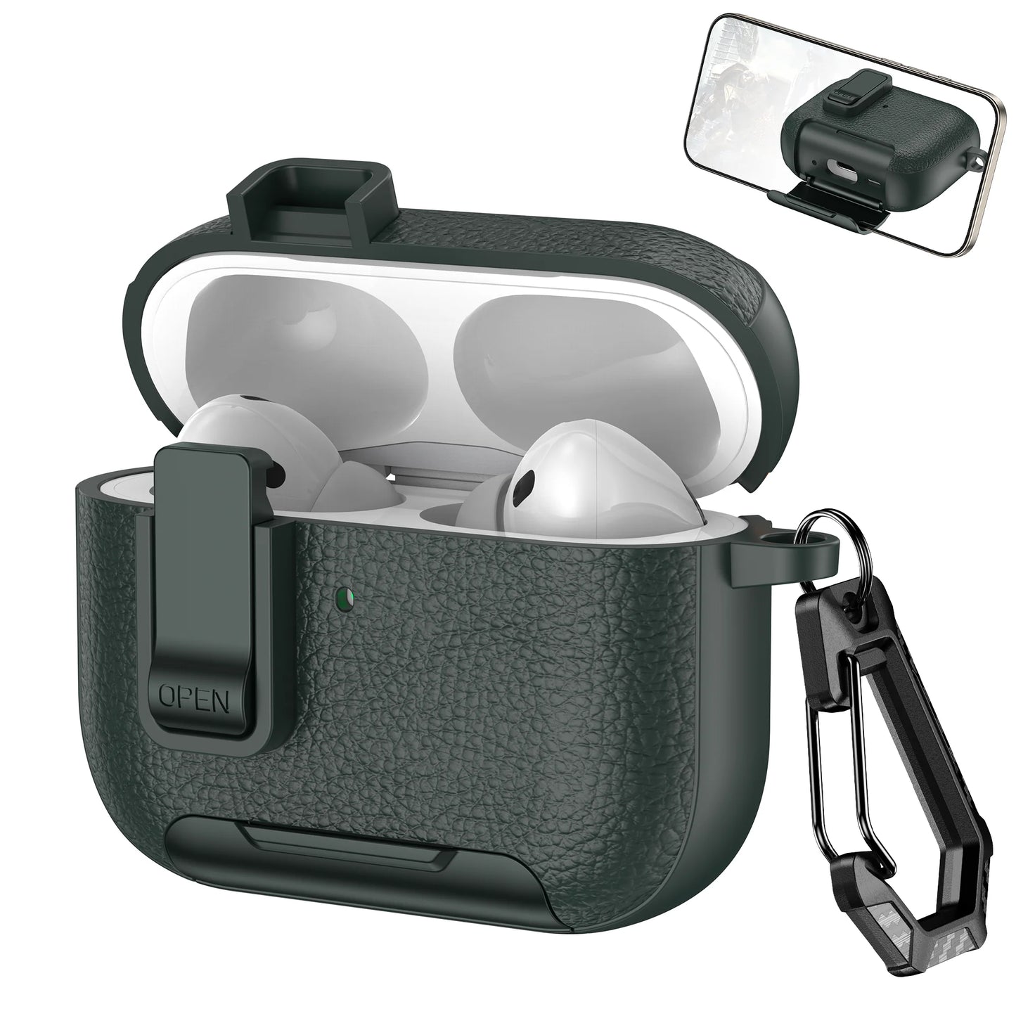 New Earphone Cover For AirPods Pro 3 3rd Generation Protective Case With Secure Lock Invisible Phone Stand Leather Texture Cover
