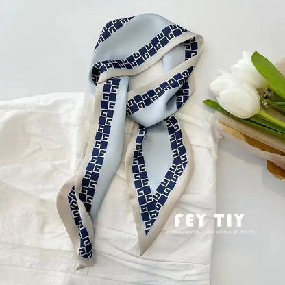 Set Series Silk Satin Scarf Women Cloth Hair Bands Headdress Accessories Lady Scarves Ribbon Neck Ties for Bag Handle/4pcs