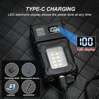 Mini USB Rechargeable LED Flashlight - Portable Super Bright Torch with Tail Magnet, Side COB Emergency Light & Camping Lantern