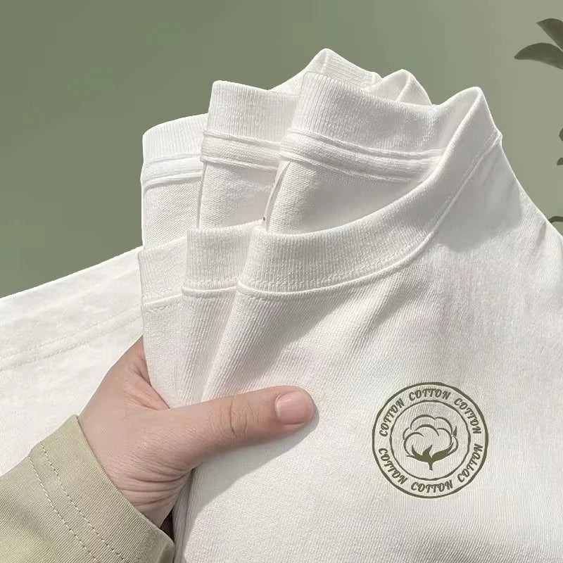 100% Cotton Men's  T-shirt O-neck Solid Color Bottoming Shirt Universal Casual Breathable T-shirt Tops Spring Autumn