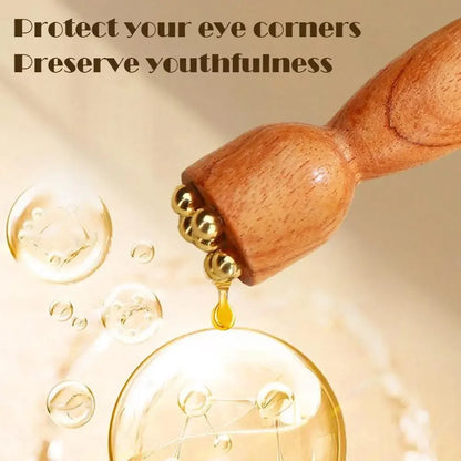 Contour Brush,Lymphatic Contour Facial Brush&Brass Lotus Eye Massage Stick Sandalwood Face Eye Meridian Acupressure Massage Tool