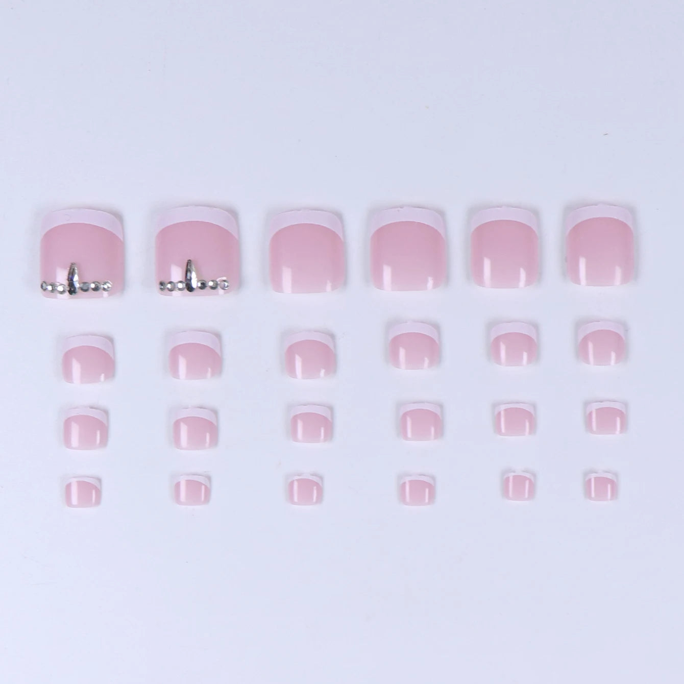 24PCS Pink Fake Toenails With Full Coverage Of Glossy Acrylic Glue, Designed Flower Artificial Ssticks, Suitable For Women's