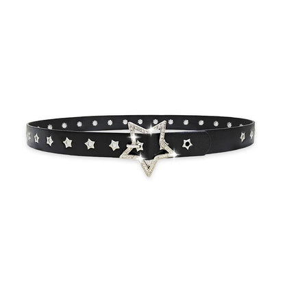 Fashion Punk style star buckle decorative belt with multiple holes small star shaped eyes multifunctional Jeans belt For Women