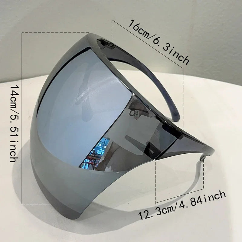 KAMMPT Huge Sports Goggle Men Futuristic Mirror Outdoor Cycling Protective Sunglasses Women Trendy Wrapped Round Anti-UV Shades