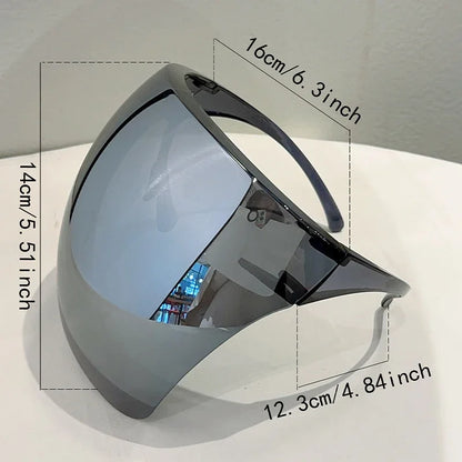 KAMMPT Huge Sports Goggle Men Futuristic Mirror Outdoor Cycling Protective Sunglasses Women Trendy Wrapped Round Anti-UV Shades