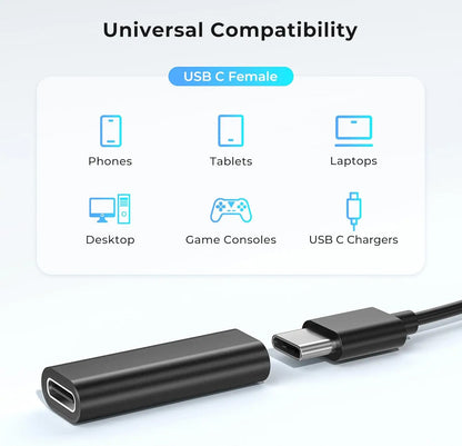 USB C Female to Female Adapter USB C 3.1 Coupler for Connecting Two Type C Cable, for Phone Tablet and Extension Connecto