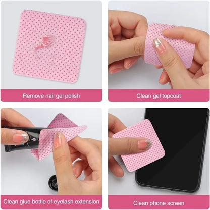 20-600pcs Lint-Free Nail Wipes Gel Cleansing Tissues Aluminum-Free Nail Polish Remover Pads for Nail Beauty Cleaning Care Tool