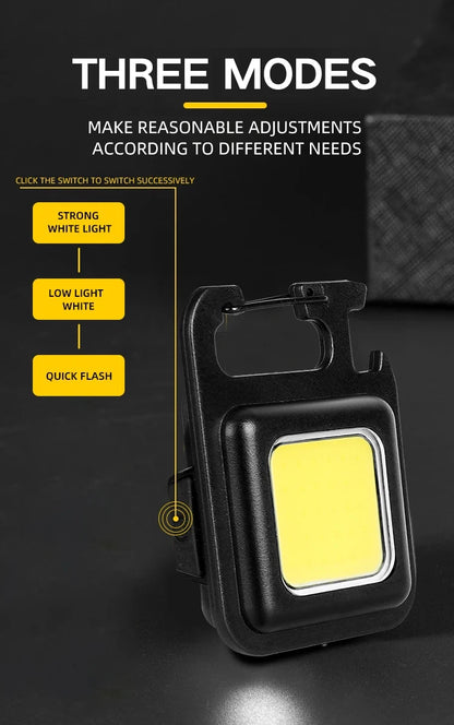 Super Bright MINI COB Keychain Flashlight Charging Lamp Camping Lights with Magnet 3 Lighting Modes for Camping Home