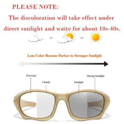 Photochromic Cycling Sunglasses Men Outdoor Sports Tactical Camouflage Goggles Vintage Driving Riding Fishing Windproof