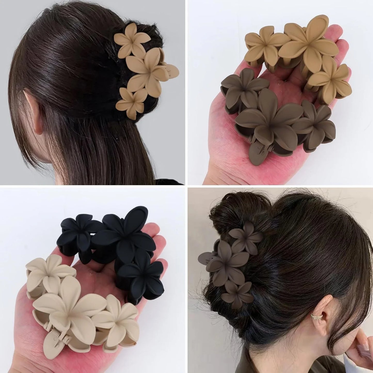 1PC Floral Hair Claw Clips Set, Elegant Flower-shaped Hair Grips in Neutral Tones, Chic Hair Accessories for Women