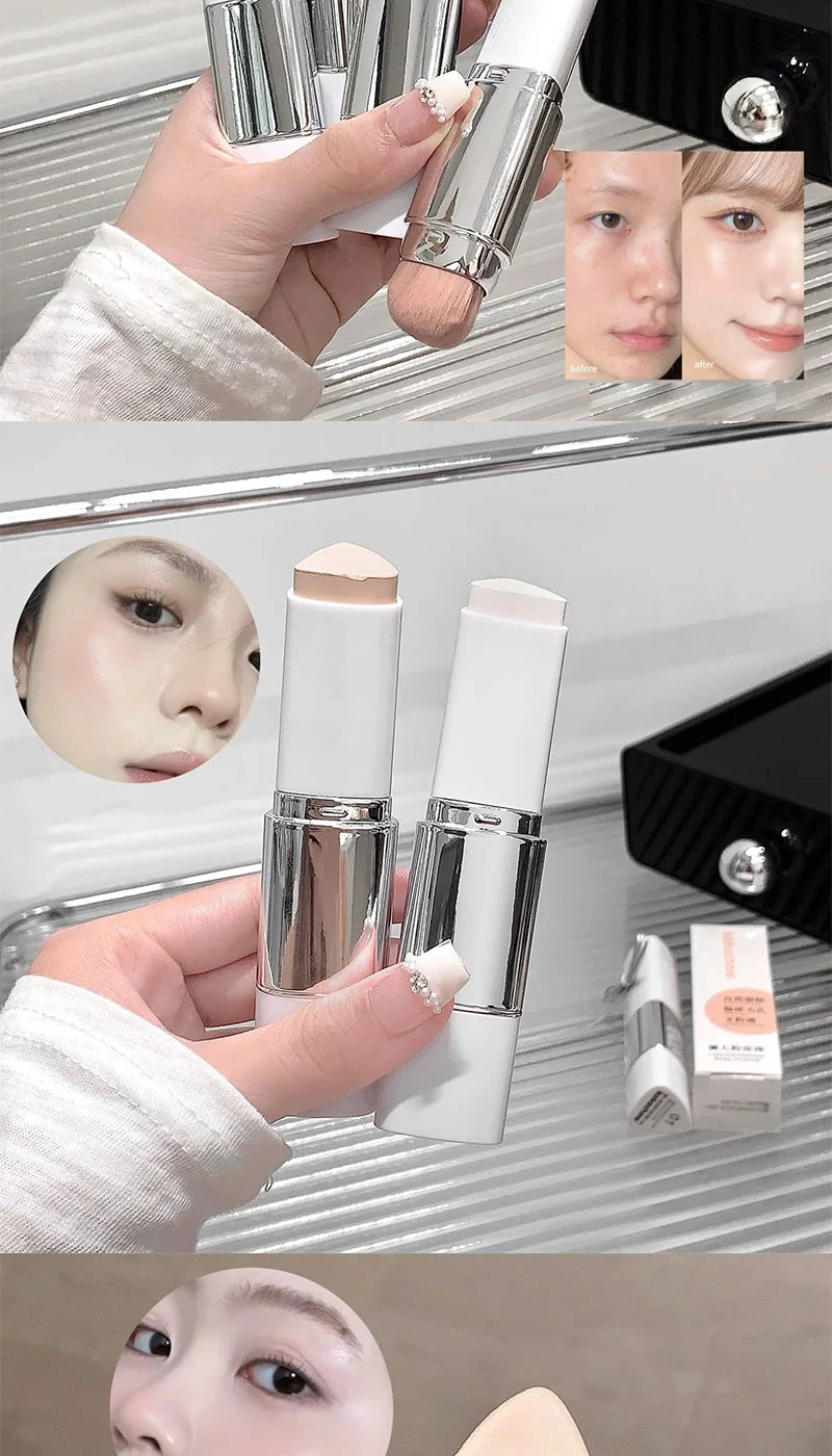 Lazy foundation stick, moisturizing and natural concealer makeup,matte makeup base,rare beauty,Keep makeup and sweat