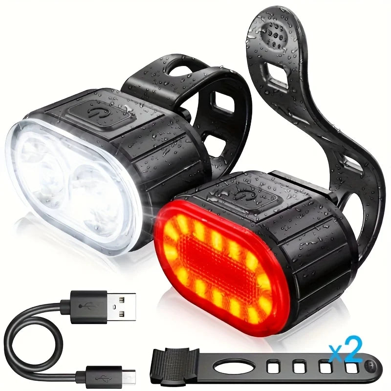 Rechargeable Bike Lighting Front/Rear Lights Bicycle Lamp Led Cycling Light Bike Flashlight for Bicycle Front Taillight Lantern