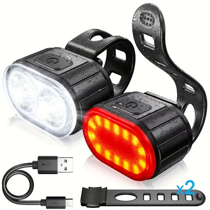 Rechargeable Bike Lighting Front/Rear Lights Bicycle Lamp Led Cycling Light Bike Flashlight for Bicycle Front Taillight Lantern