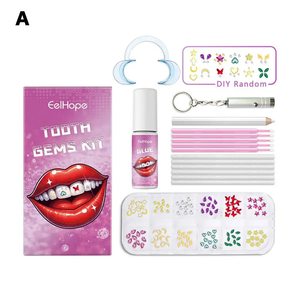 Tooth Jewelry Kit DIY Teeth Gems Set 7ml Glues Light Firm Reliable Clear Precious Stone Crystal Tooth Ornaments Jewellery