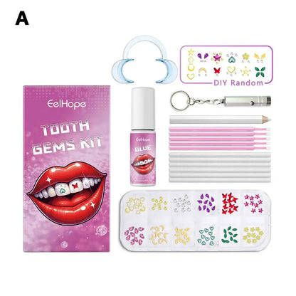Tooth Jewelry Kit DIY Teeth Gems Set 7ml Glues Light Firm Reliable Clear Precious Stone Crystal Tooth Ornaments Jewellery