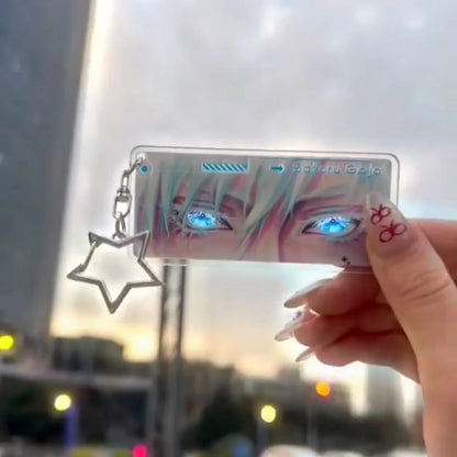 Cartoon Figure Satoru Gojo Glowing Eyes Keychain Transparent Card Pendant Anime Jujutsu Kaisen Acrylic Backpack Accessories Gift