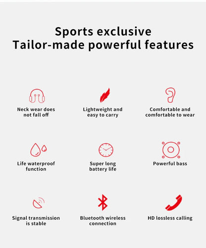 Wireless 9D Bluetooth-compatible 5.2 Headset NeckHanging TWS Stereo Noise Reduction Universal 5.0 Sports Headset with Microphone