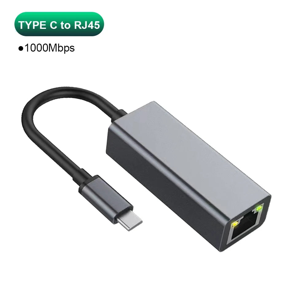 USB Type C Ethernet Adapter 1000Mbps USB 3.0 RJ45 Network Card  For MacBook PC Windows XP 7 8 10 Android USB Lan Internet Cable