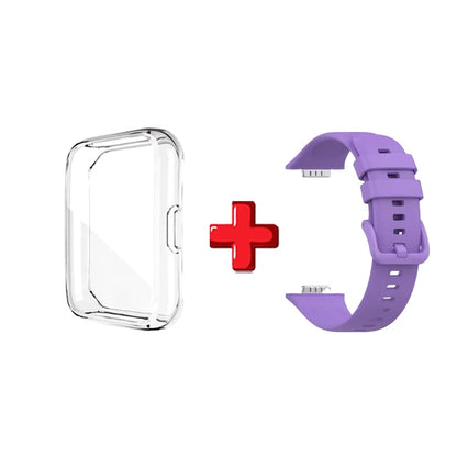 Silicone Strap For Huawei Watch Fit 2 Watch Band Bracelet Replacement Accessories + Transparent TPU Protective Case