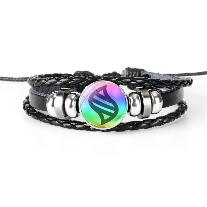 Japanese Anime Monsters Bracelet Glass Circular Pocsket Jewelry Leather Bracelet for Women and Children