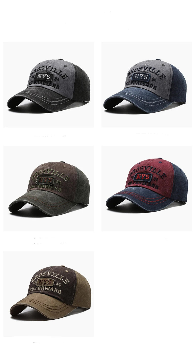 Four Seasons Men's Baseball Cap Casual Wash Embroidered Cap Curved Brim Bowler Sun Hat Official Website