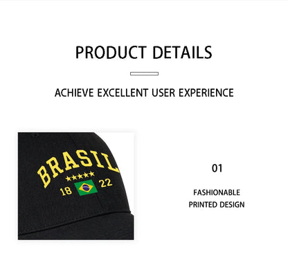 Brazil Flag Five-Star Soft-Top Baseball Cap Stylish Athletic Look Perfect for Daily Match Viewing and Outdoor Sports Great Gift