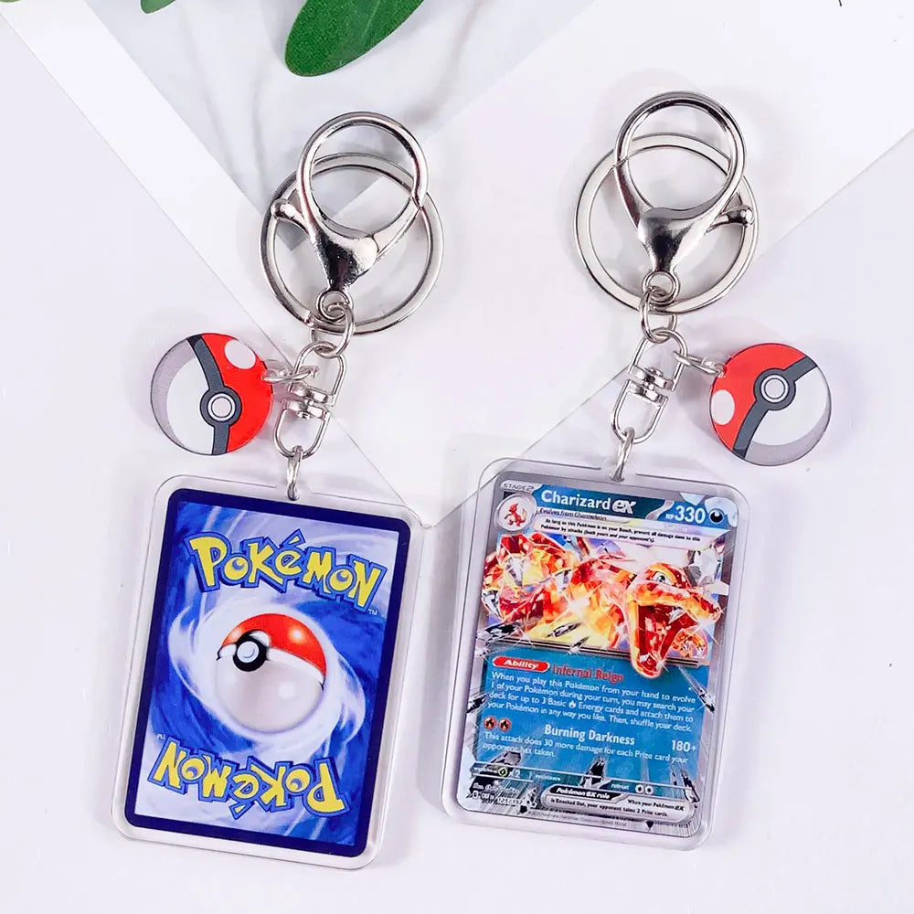 Pokémon Card Cute Acrylic Car Keychain Accessories Pikachu Charizard Gengar EeveeBag Charm Backpack Pendant Gifts For Friends