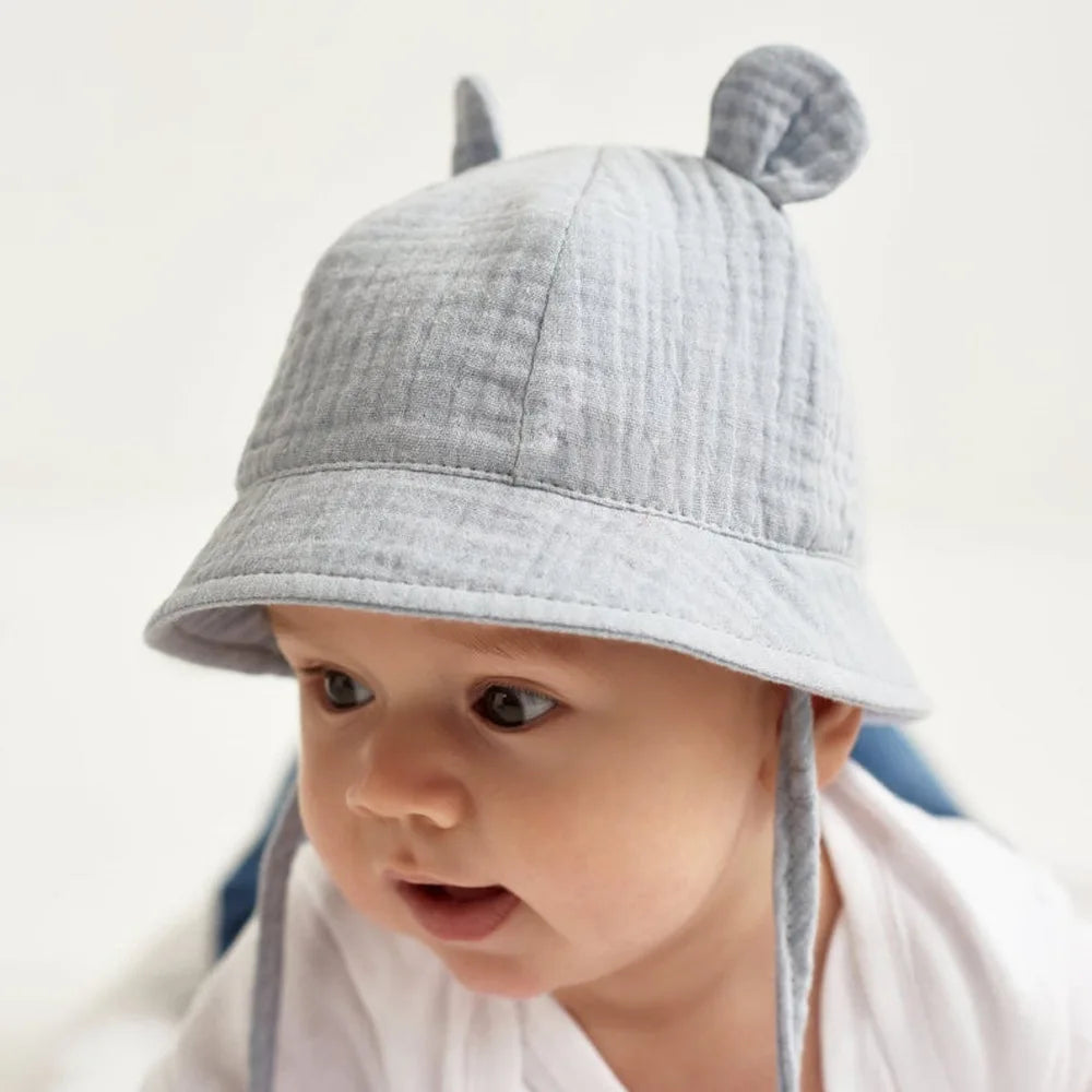 Muslin Baby Summer Hat Newborn Cap Cotton Baby Sun Hats for Girls Boys Infant Bucket Hat for Toddler Accessories 3-12M