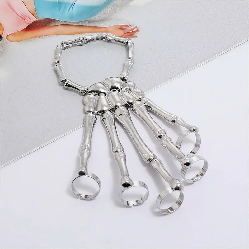 Skeleton Hand Bracelet For Women Gothic Punk Skull Elasticity Adjustable Bracelet Bangles Femme Halloween Party Accessories