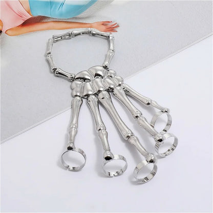 Skeleton Hand Bracelet For Women Gothic Punk Skull Elasticity Adjustable Bracelet Bangles Femme Halloween Party Accessories